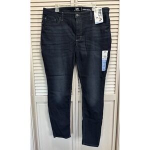 Lee Reg Fit Skinny Dark Wash Denim Jeans Mid Rise Size 20 Long Zip‎ Logo NWT